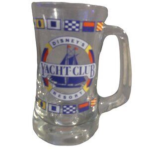 Disney Yacht Club Resort Clear Glass Stein Mugs Sailing Flags Theme Preowned VTg